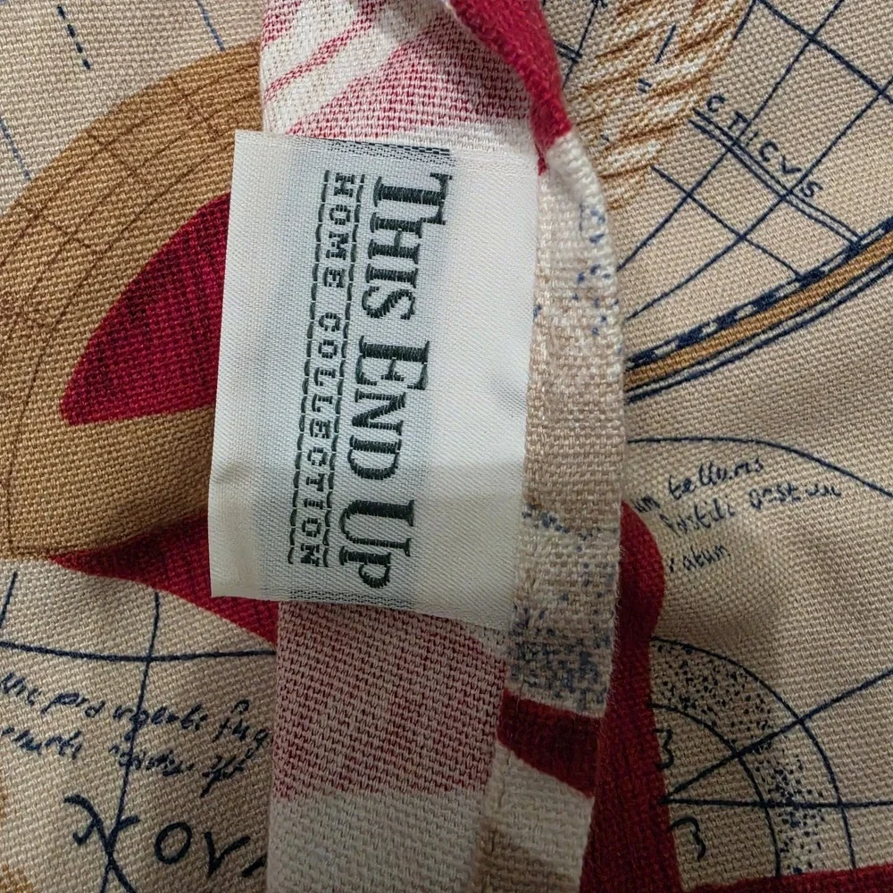Vintage This End Up Nautical Pillow Shams Ships Maps Coastal ONLY ONE